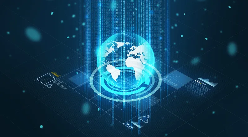 Stylised digital globe representing global clients